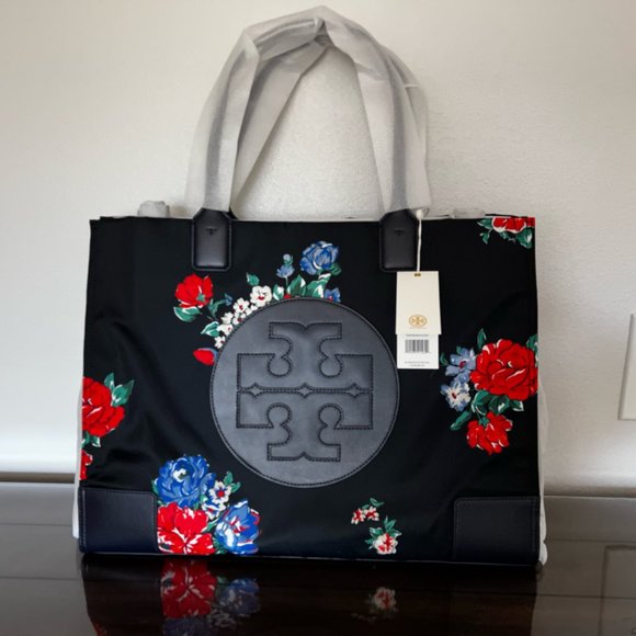 Tory Burch Ella Floral Quilted Tote, Women's Fashion, Bags